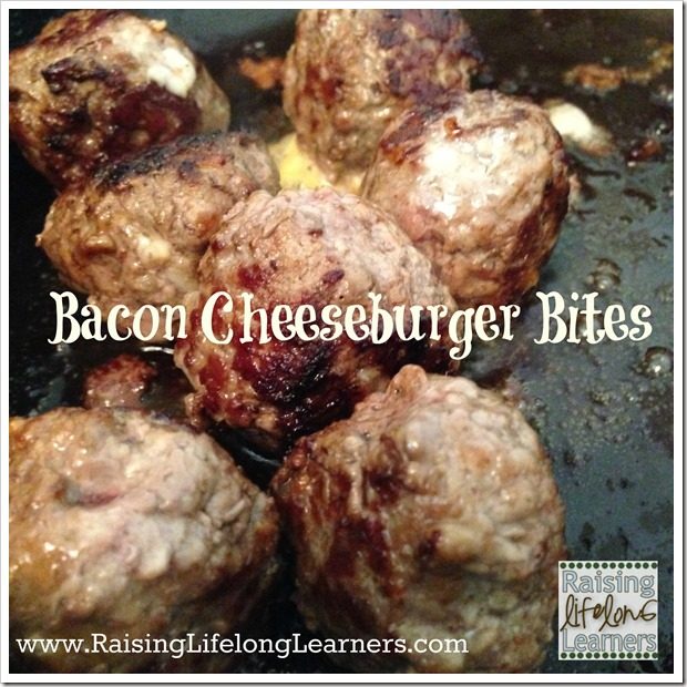 Sizzling Bacon Cheeseburger Bites via www.RaisingLifelongLearners.com