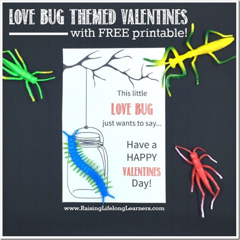 Love Bug Themed Valentines - Free Printable - Non-Candy Valentine's Day Cards