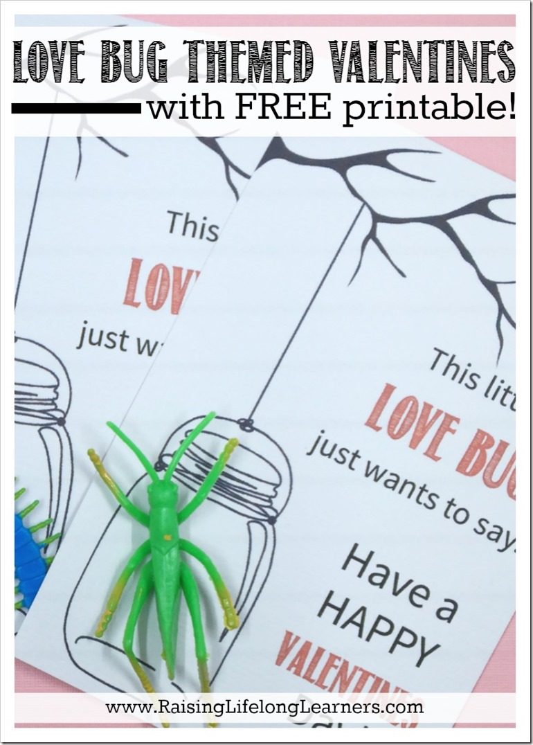 Love Bug Themed Valentines - Free Printable - Non-Candy Valentine's Day Cards