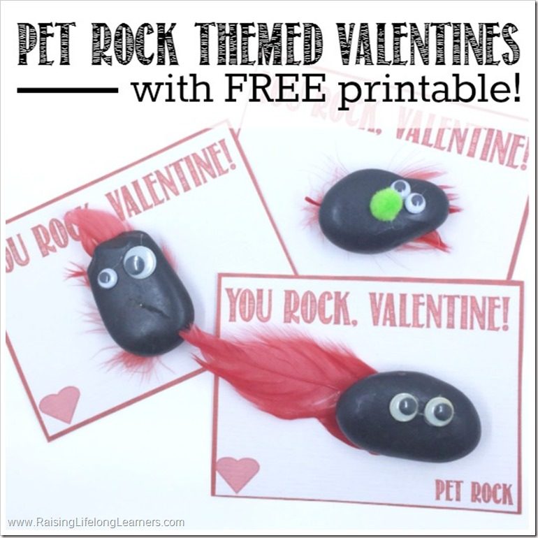 Pet Rock Themed Valentines with FREE Printable 