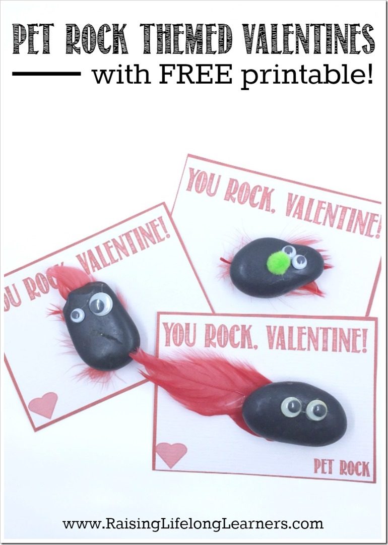 Pet Rock Themed Valentines with FREE Printable