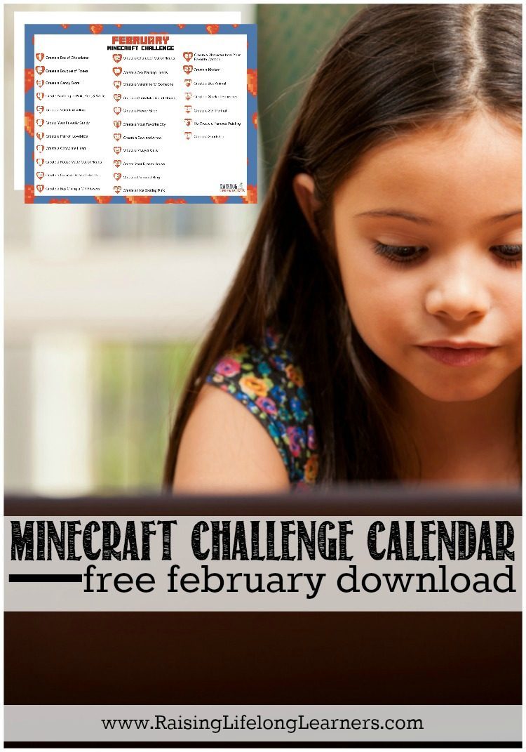 February Minecraft Calendar - Free Download-Ready for a FREE printable Minecraft Challenge Calendar for February to keep your kids (and you) from getting the February doldrums? Download yours now...