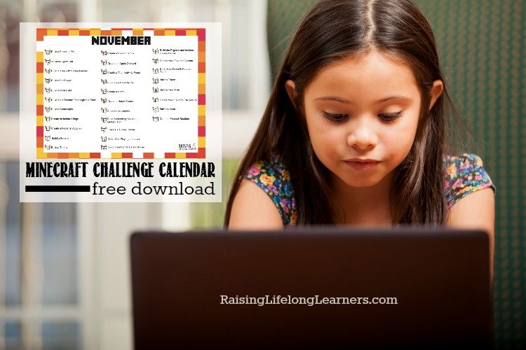 Free November Minecraft Challenge Calendar