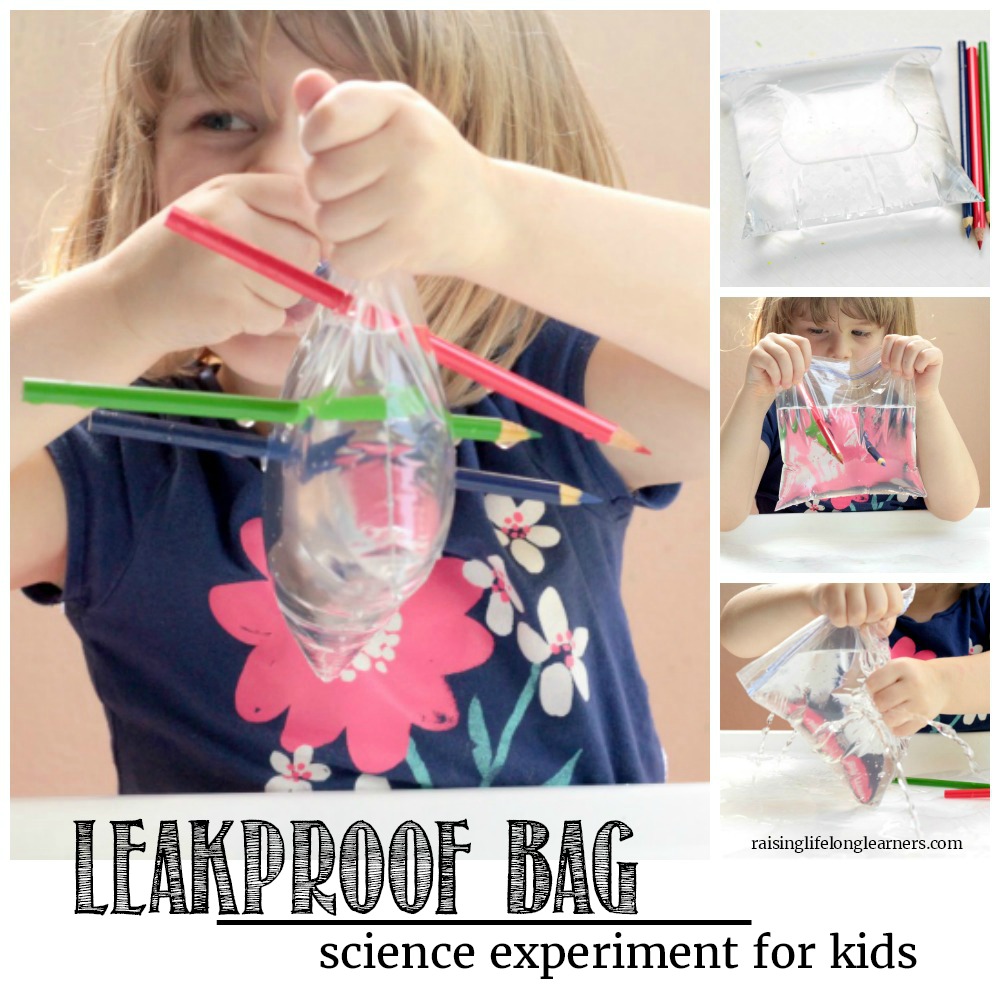 Kids will love trying the classic science experiment of the leak proof bag! Just a pencil and a bag produces the most impressive science demonstration.