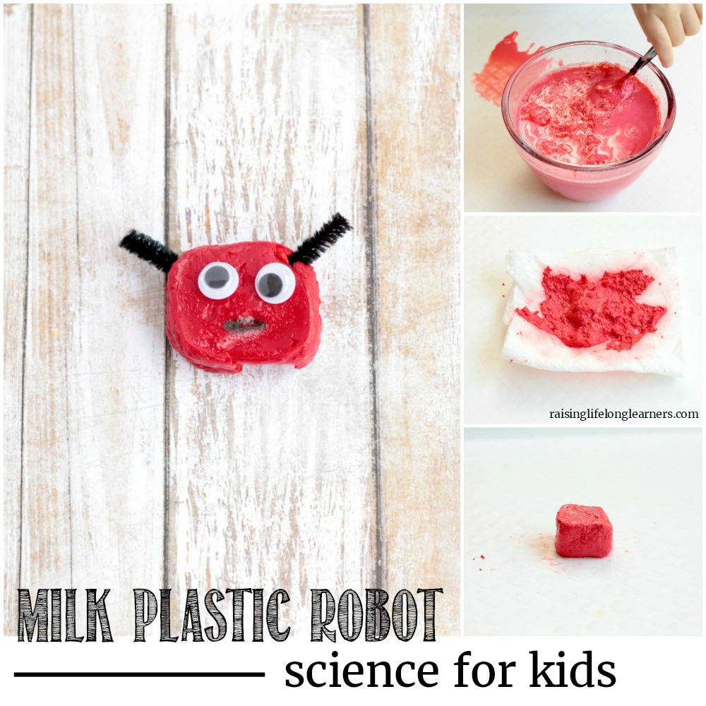 Transform ordinary milk into plastic with just one ingredient! Mold the resulting plastic into anything, or make adorable robots!