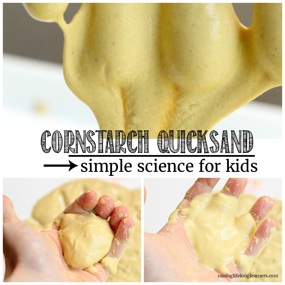 Kids will love this fun demonstration of a Non-Newtonian fluid with cornstarch quicksand! The sand is fun to play with and kids will love it!