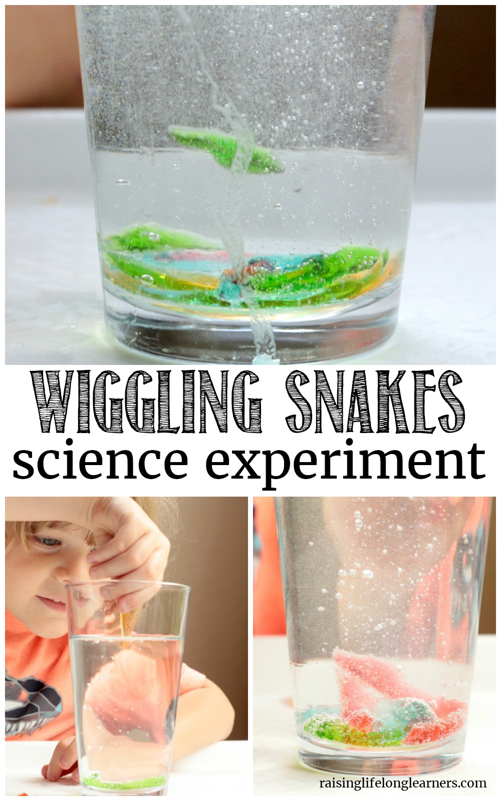 Kids will love this delightfully creepy wiggling snakes science experiment. Learn about the reaction of vinegar and baking soda by making snakes wiggle!